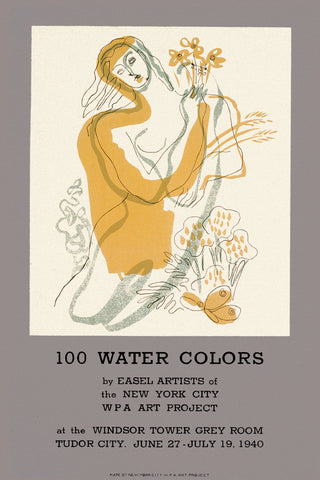 100 Water Colors American Exhibition Poster, 1940