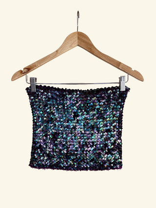 1990s/Early 00s Rebecca Taylor Sequin Stretch Tube Top, Made in USA (XS-M)