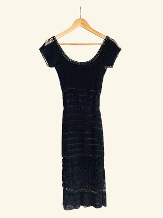 Early 2000s Caché Crochet & Beaded Midi Dress (XS)