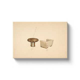 Quilted Lounge Chair & Table Print, 1937