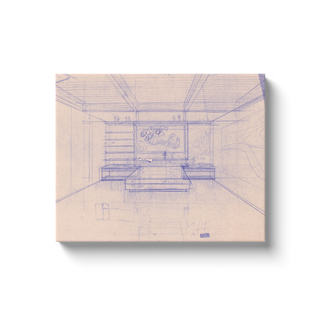 Residence Sketch Print, Mid 20th Century