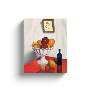 Fruit Bowl on Red Oilcloth Print, 1930