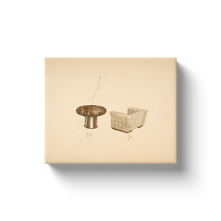 Quilted Lounge Chair & Table Print, 1937