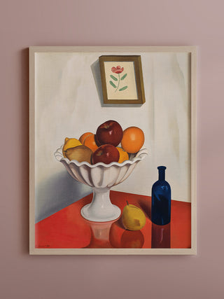 Fruit Bowl on Red Oilcloth Print, 1930