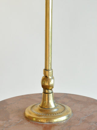 Brass Vanity Mirror on Monumental Rust Marble Pillar Base