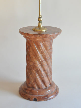 Brass Vanity Mirror on Monumental Rust Marble Pillar Base