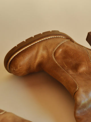 1990s-00s Steve Madden Distressed Lug Sole Mid Calf Boots, Made in Brazil (8)