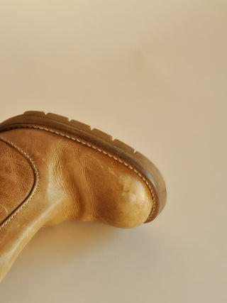 1990s-00s Steve Madden Distressed Lug Sole Mid Calf Boots, Made in Brazil (8)