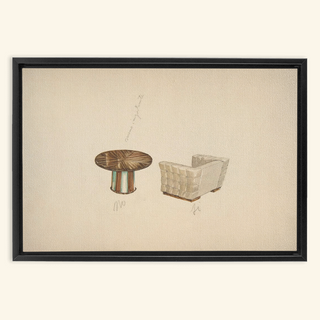 Quilted Lounge Chair & Table Print, 1937