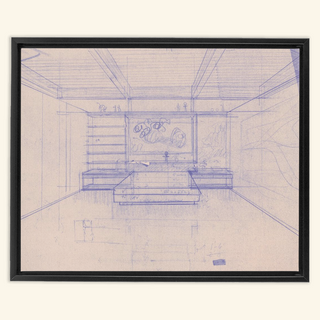 Residence Sketch Print, Mid 20th Century
