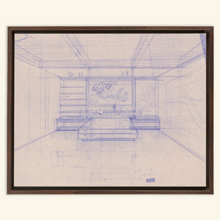Residence Sketch Print, Mid 20th Century