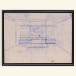 Residence Sketch Print, Mid 20th Century