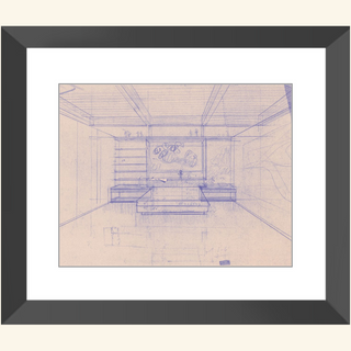Residence Sketch Print, Mid 20th Century