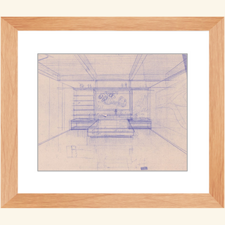Residence Sketch Print, Mid 20th Century