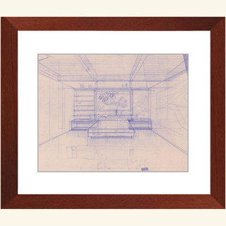 Residence Sketch Print, Mid 20th Century