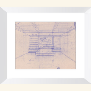Residence Sketch Print, Mid 20th Century