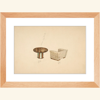 Quilted Lounge Chair & Table Print, 1937