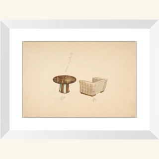 Quilted Lounge Chair & Table Print, 1937