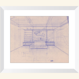 Residence Sketch Print, Mid 20th Century