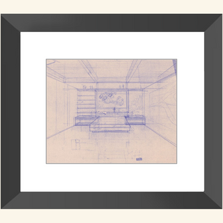 Residence Sketch Print, Mid 20th Century