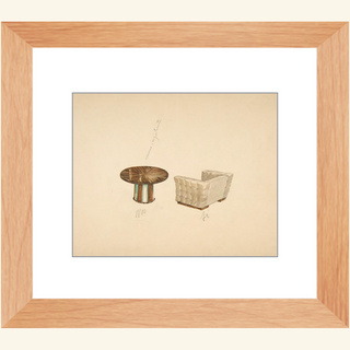 Quilted Lounge Chair & Table Print, 1937