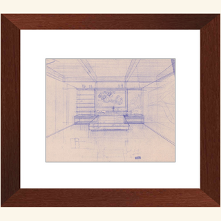 Residence Sketch Print, Mid 20th Century