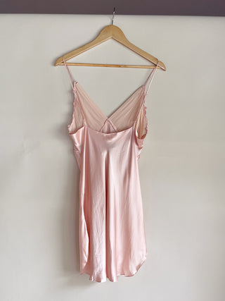 1990s Gold Label Victoria's Secret Pink Silk Slip Dress (L/XL)
