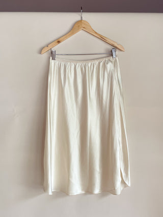 1990s Cream Silk Slip Skirt, Made in Korea (M-XL)
