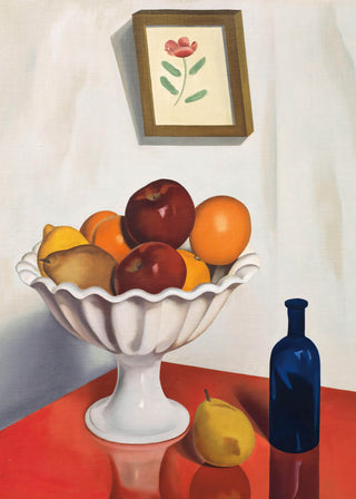 Fruit Bowl on Red Oilcloth Print, 1930