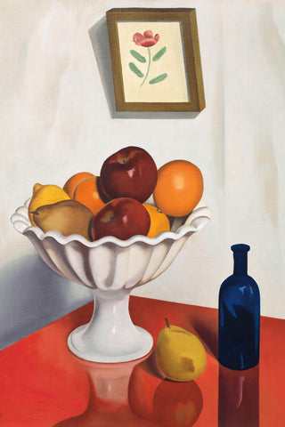 Fruit Bowl on Red Oilcloth Print, 1930