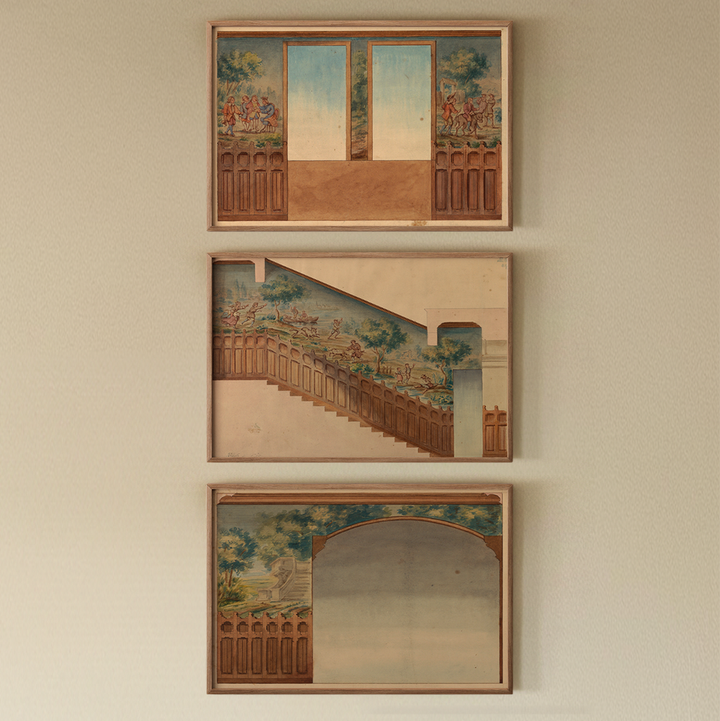 Chateau-sur-Mer Stairway Design Prints Collection (Set of 3), 1872 ...