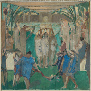 French Town Hall Mural Study Print, 1931