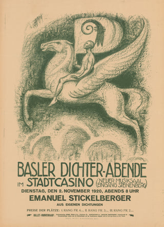 Otto Plattner Swiss Poetry Event Poster, 1920