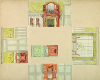 Four Interior Room Elevations Print, 1890
