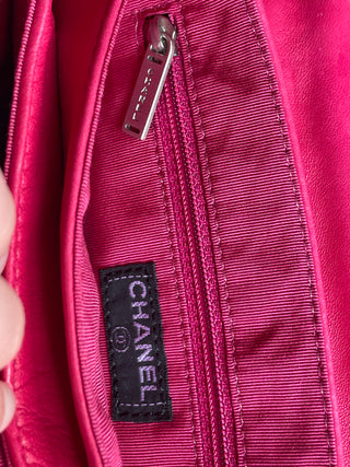 2000s Chanel Magenta Quilted Lambskin Lucite Hinge and Chain Strap Bag, Made in France