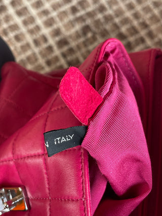 2000s Chanel Magenta Quilted Lambskin Lucite Hinge and Chain Strap Bag, Made in France