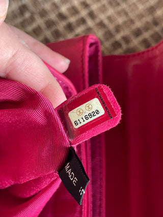 2000s Chanel Magenta Quilted Lambskin Lucite Hinge and Chain Strap Bag, Made in France