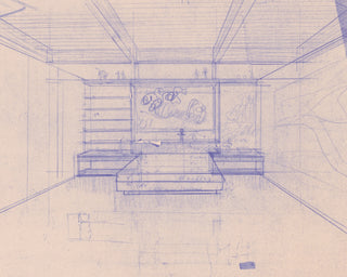 Residence Sketch Print, Mid 20th Century