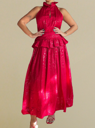 1990s Scherrer Boutique by  Jean-Louis Scherrer Red Silk Gown, Made in France (4-6)