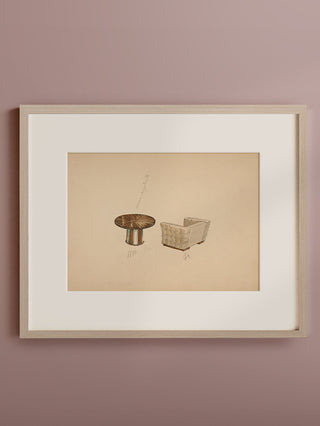 Quilted Lounge Chair & Table Print, 1937