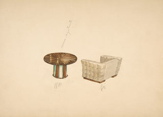 Quilted Lounge Chair & Table Print, 1937