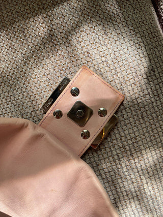 2000s Baby Pink Leather Fendi Baguette with Yellow Closure