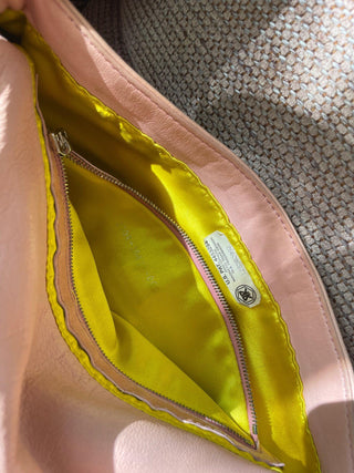 2000s Baby Pink Leather Fendi Baguette with Yellow Closure