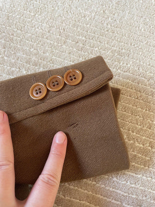 2000s Dark Khaki Oversized Wool Coat, Made in Italy (M-L)