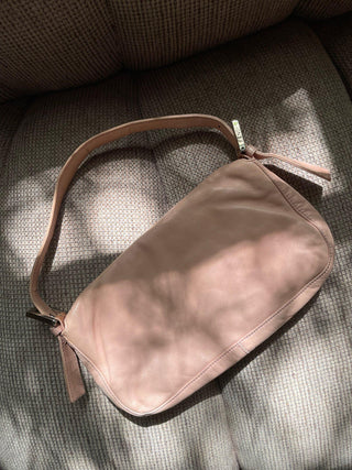 2000s Baby Pink Leather Fendi Baguette with Yellow Closure