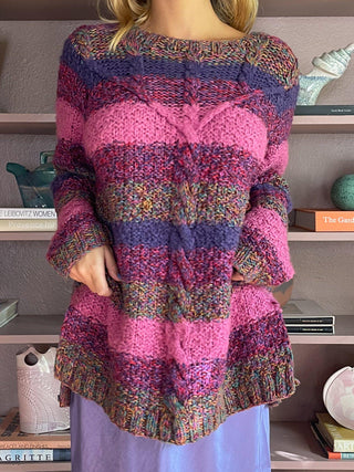 1990s Oversized Wool Blend Striped Sweater (S-L)