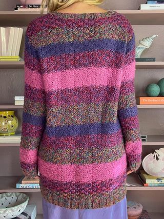 1990s Oversized Wool Blend Striped Sweater (S-L)