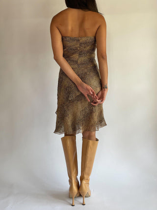 1990s Snakeskin Silk Bustier Dress (2)
