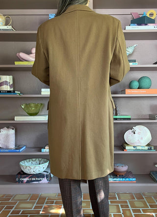2000s Dark Khaki Oversized Wool Coat, Made in Italy (M-L)