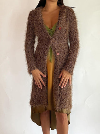 1990s-00s Fuzzy Duster Sweater Coat (S-M)